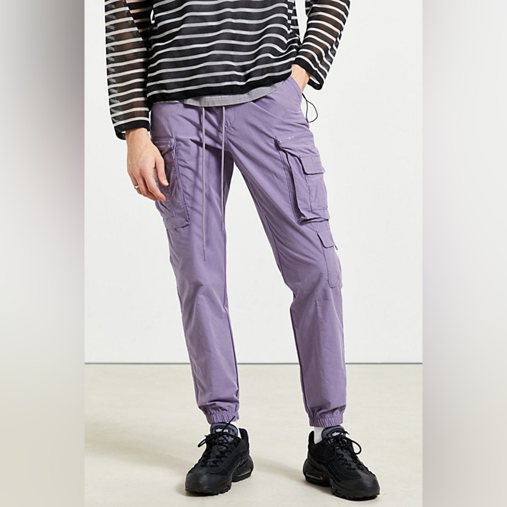 Standard Cloth Technical Slim Cargo Jogger Pants Purple - Size Medium